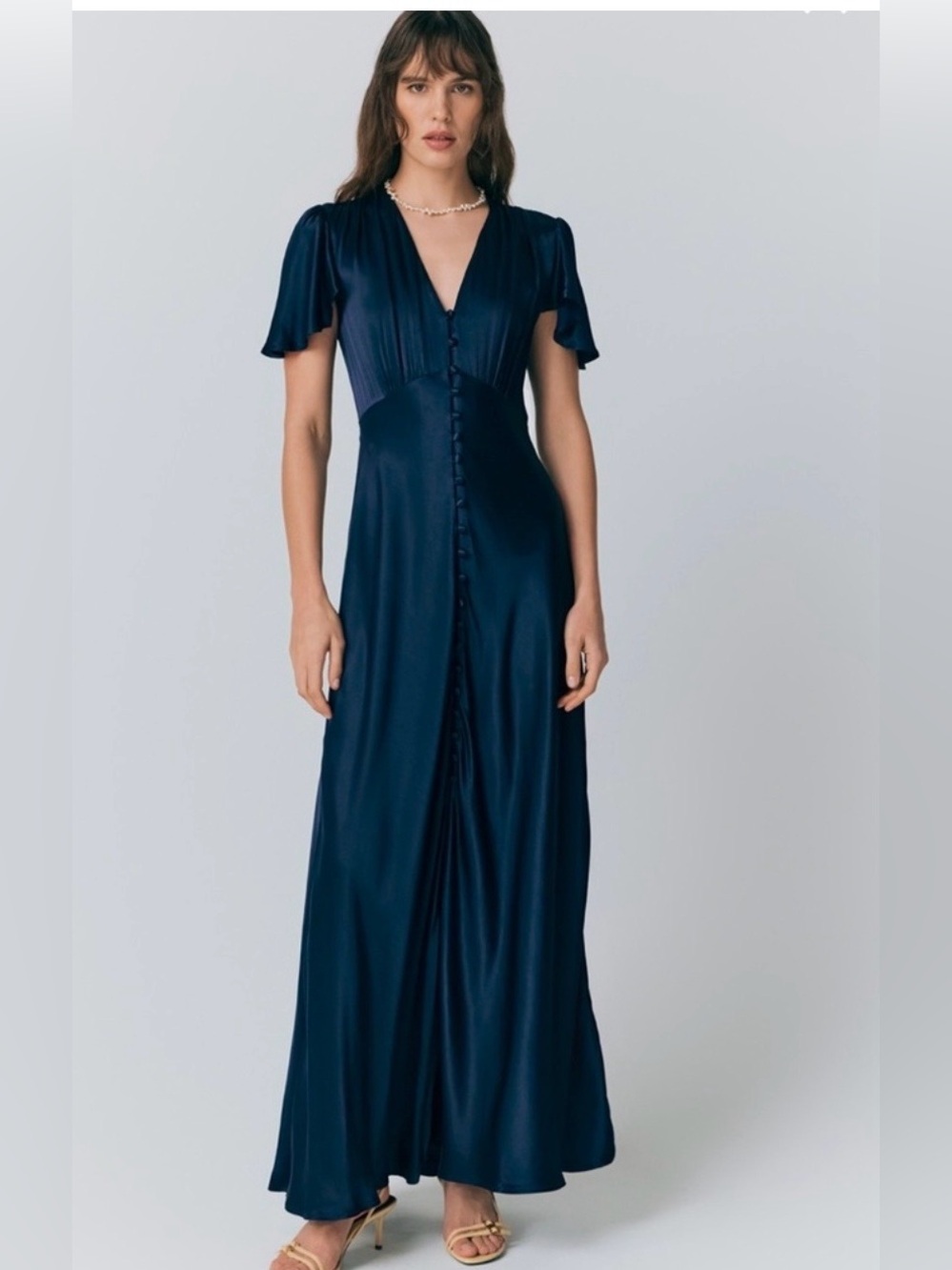 Ghost London Delphine Timeless Button Through Satin Maxi Dress